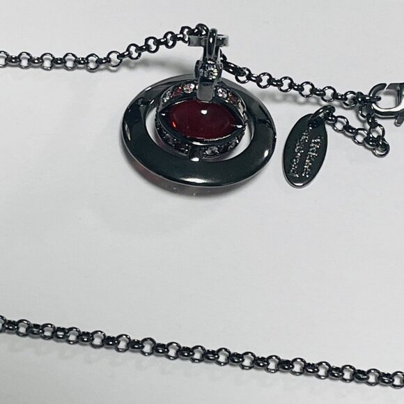 New Silver Saturn Red Murano Vivienne Westwood Orb chain Necklace Charm - Picture 1 of 3